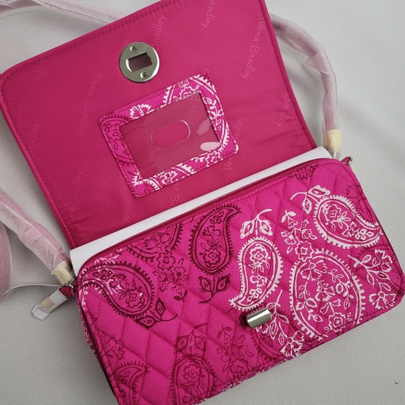 Vera Bradley Turnlock Crossbody Stamped Paisley Faux Leather Trim Purse - Picture 6 of 16